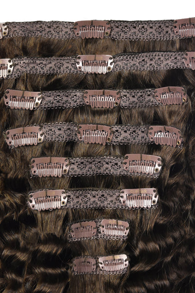 Medium Brown 4 Curly Clip In Hair Extensions