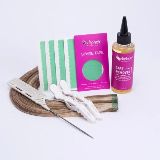 Tape in hair extensions kit