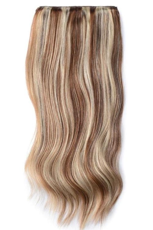 Chestnut Bronde (#6/613) Double Wefted Full Head Clip In Hair Extensions