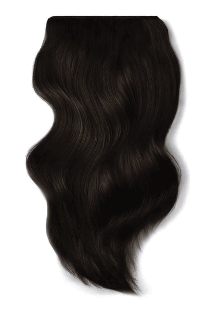 Darkest Brown Double Weft Clip In Hair Extensions: Full Extension