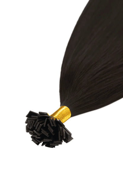 Darkest Brown Flat Tip Hair Extensions: Extenstion attachment