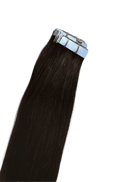 Darkest Brown Tape In Hair Extensions: Full attachment