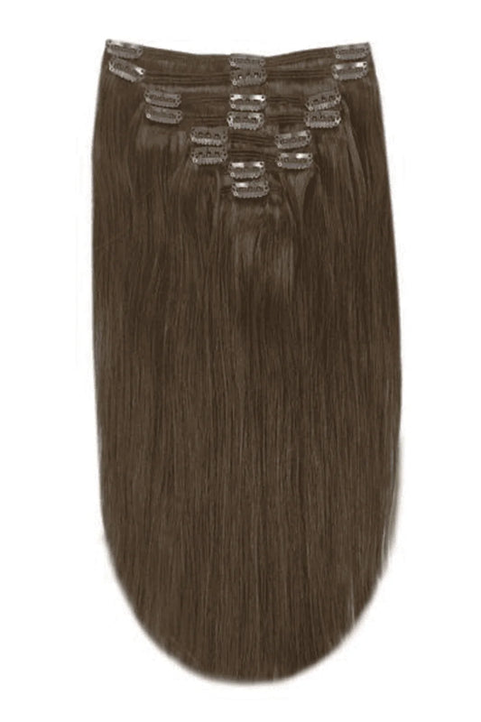 Medium Brown Full Head Clip In Hair Extensions: Full Extension