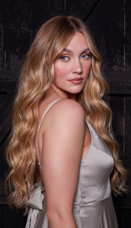 model wearing seamless hair extension