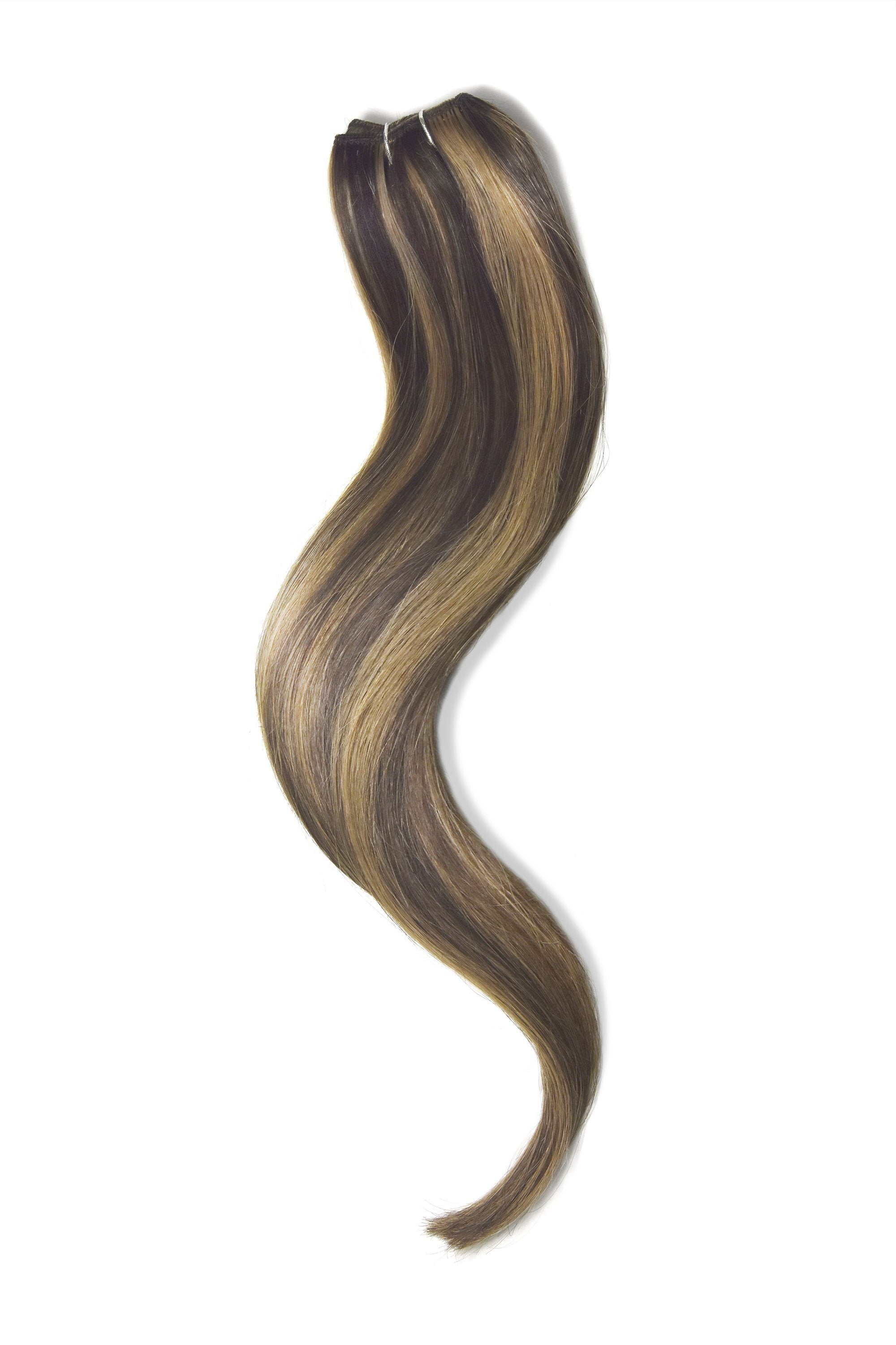 Chocolate Honey 4 27 One Piece Clip In Hair Extensions