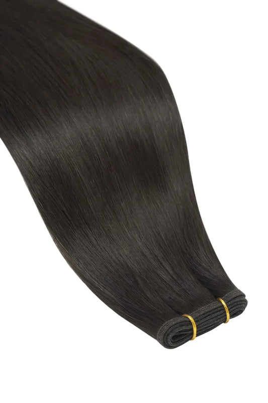 Off/Natural Black (#1B) Remy Royale Flat Weft Hair Extensions