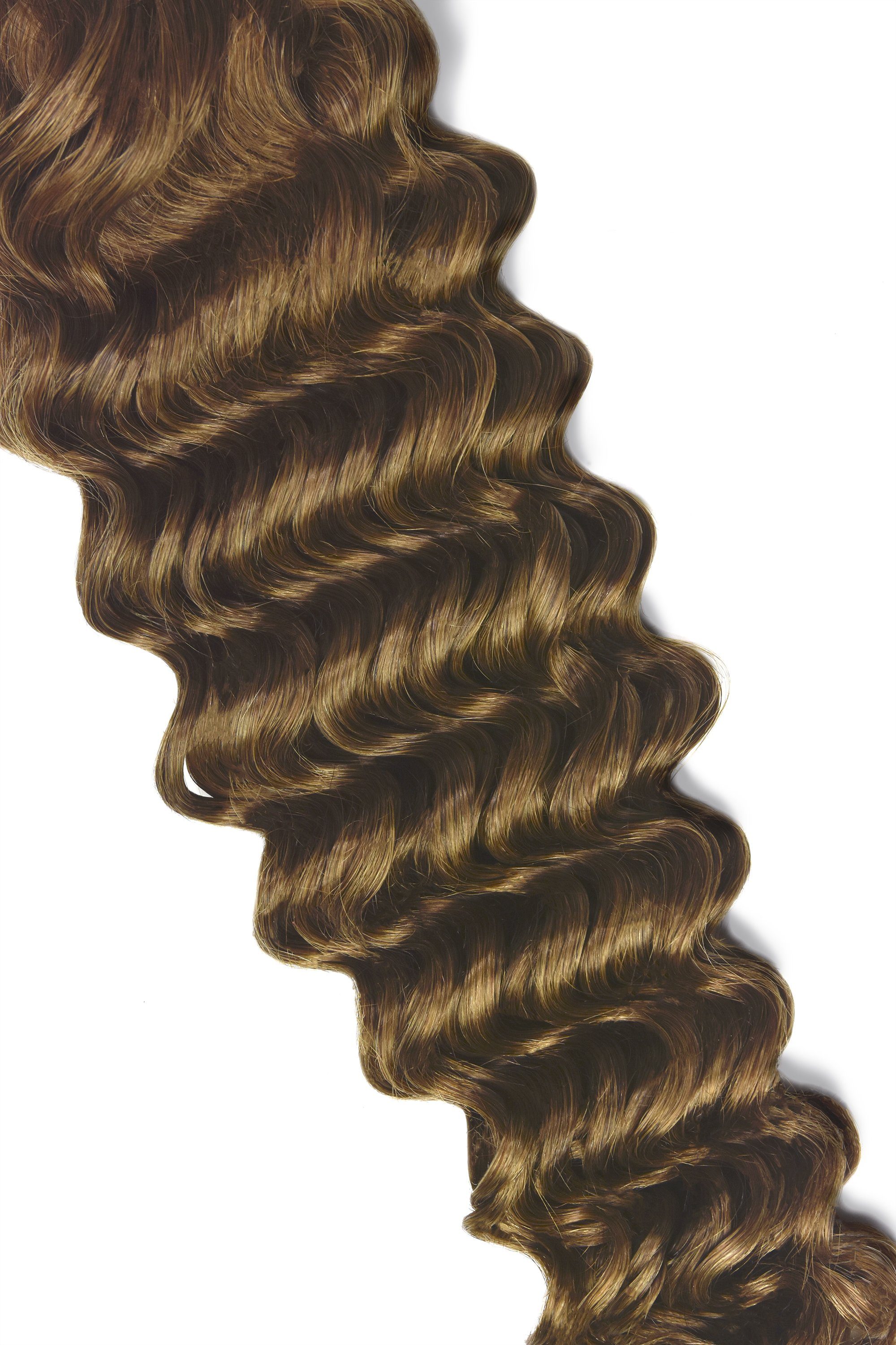 Light Chestnut Brown 6 Curly Clip In Hair Extensions