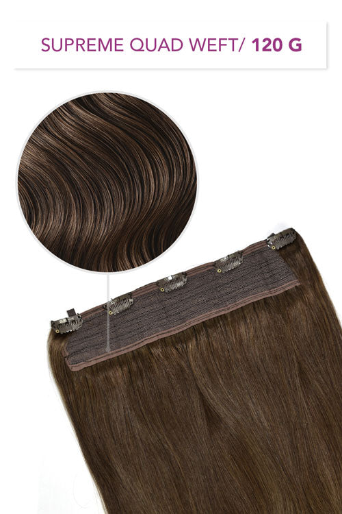 Light Chestnut Brown 6 Supreme Quad Weft One Piece Clip In Hair Extensions