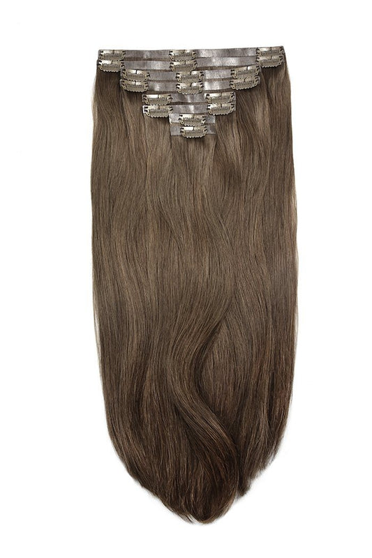 Remy Royale Seamless Clip ins - Medium Ash Brown (#8) Remy Royale Seamless Clip ins Cliphair