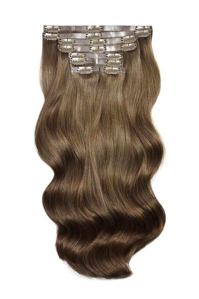 Remy Royale Seamless Clip ins - Medium Ash Brown (#8) Remy Royale Seamless Clip ins Cliphair