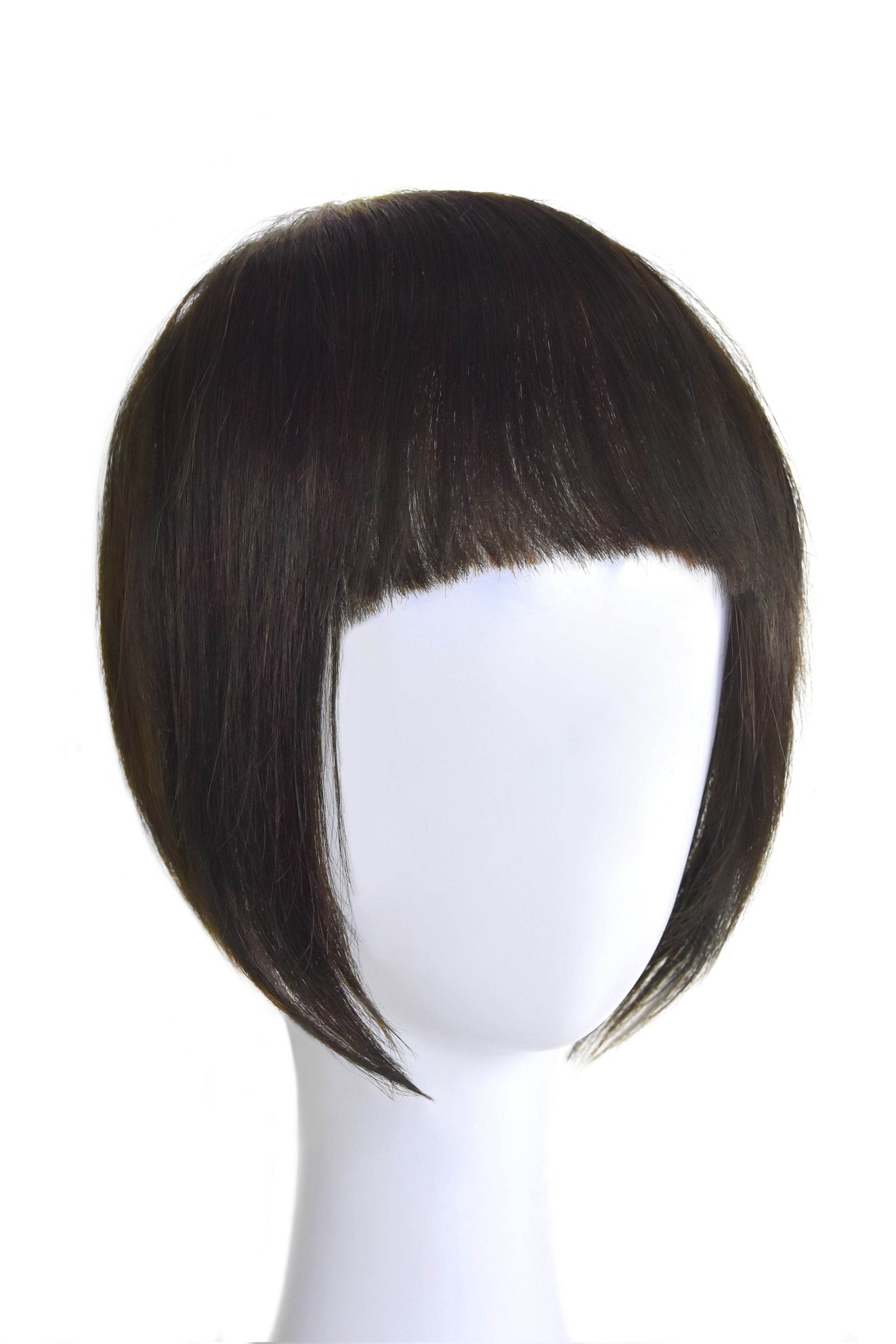 Clip in /on Remy Human Hair Fringe / Bangs - Darkest Brown (#2) Clip In Fringe Extensions cliphair 