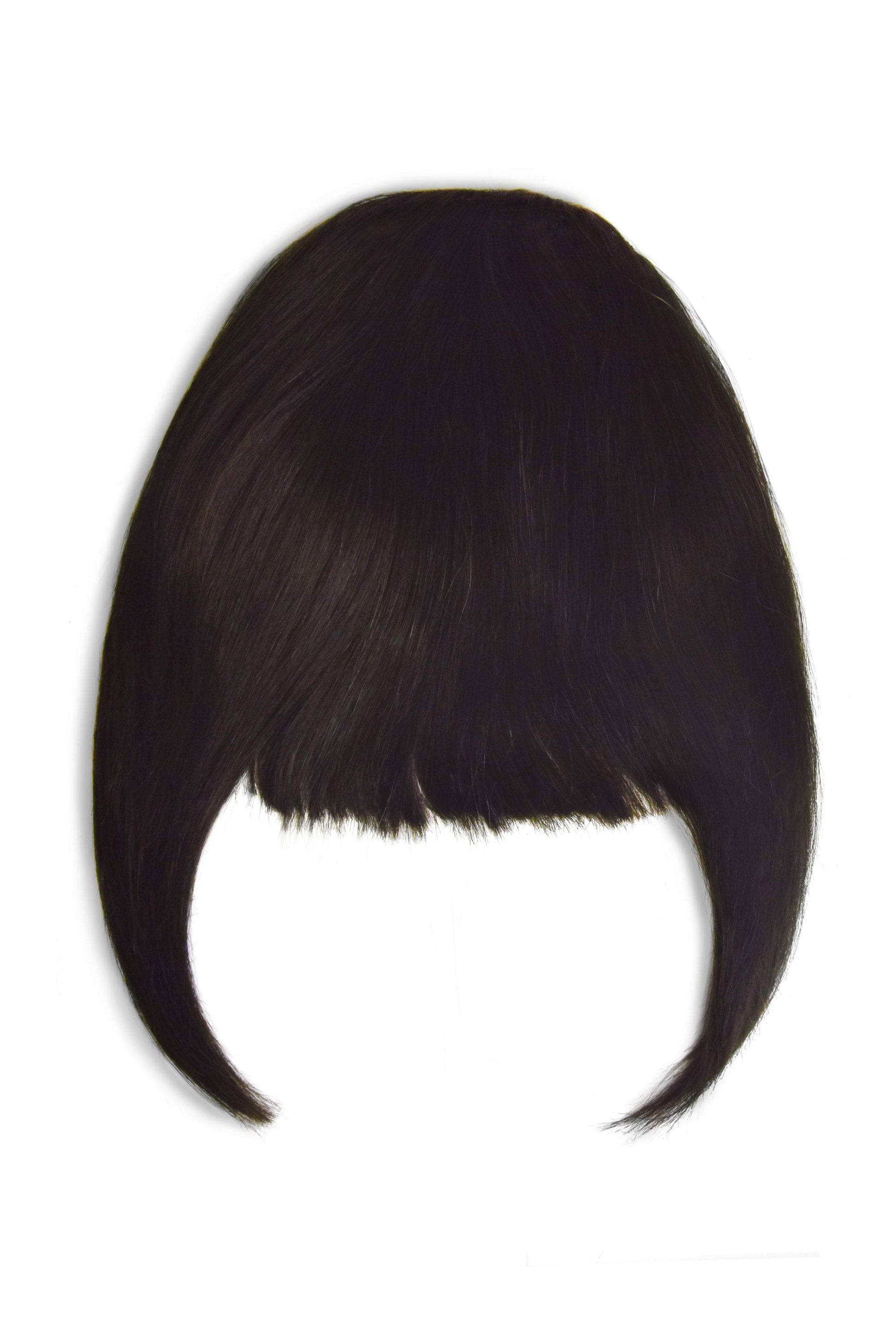 Clip in /on Remy Human Hair Fringe / Bangs - Darkest Brown (#2) Clip In Fringe Extensions cliphair 