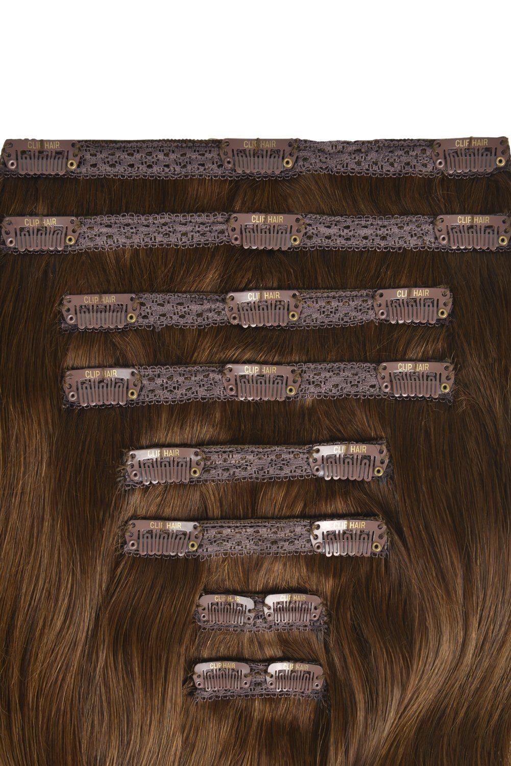 clip in remy hair extensions double weft light chestnut brown