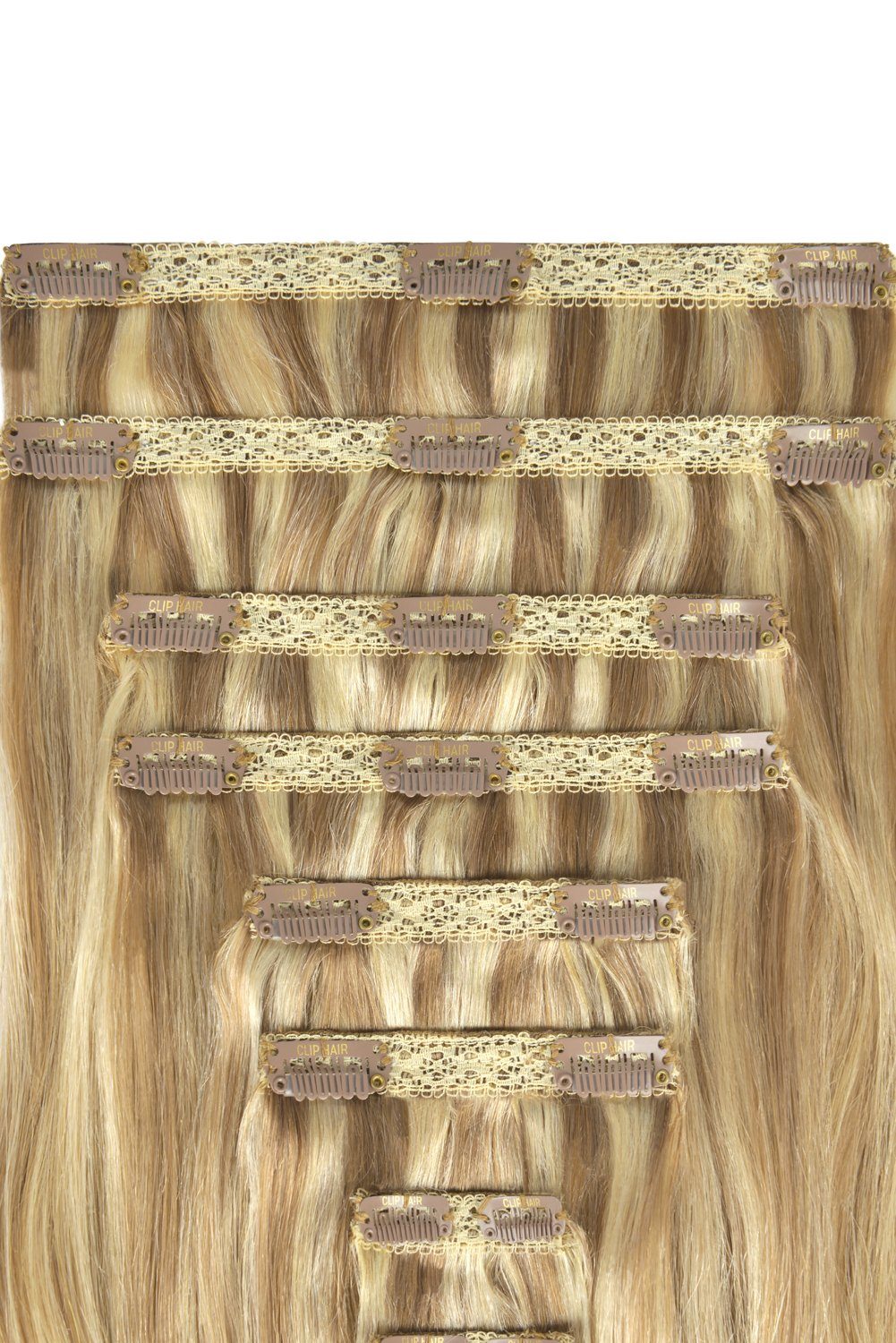 Double Wefted Full Head Remy Clip in Human Hair Extensions - ombre/Ombre (#TP18/613) Ombre Clip In Hair Extensions cliphair 