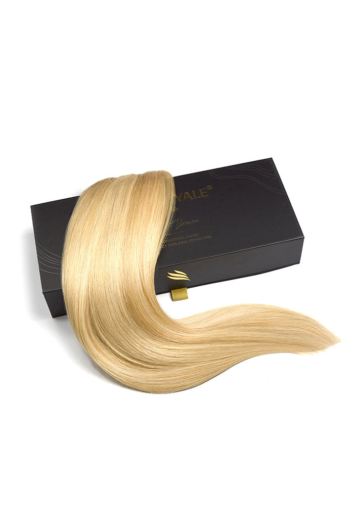 Weft weave hair extensions double drawn hair barbie blonde hair