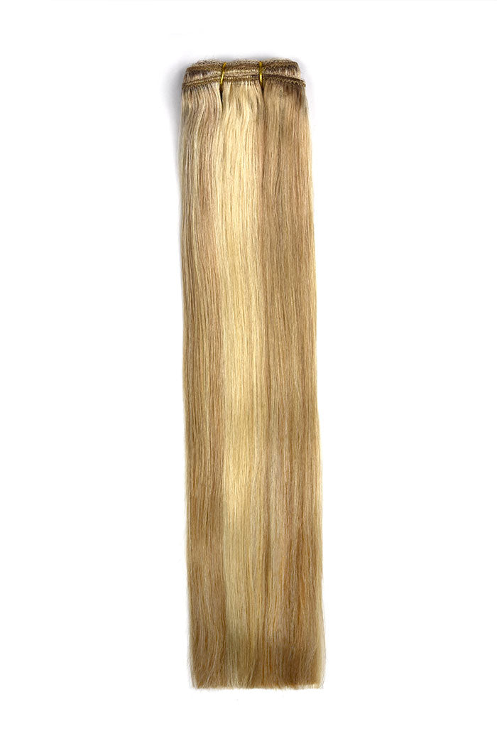 Weft weave hair extensions double drawn hair biscuit blonde hair