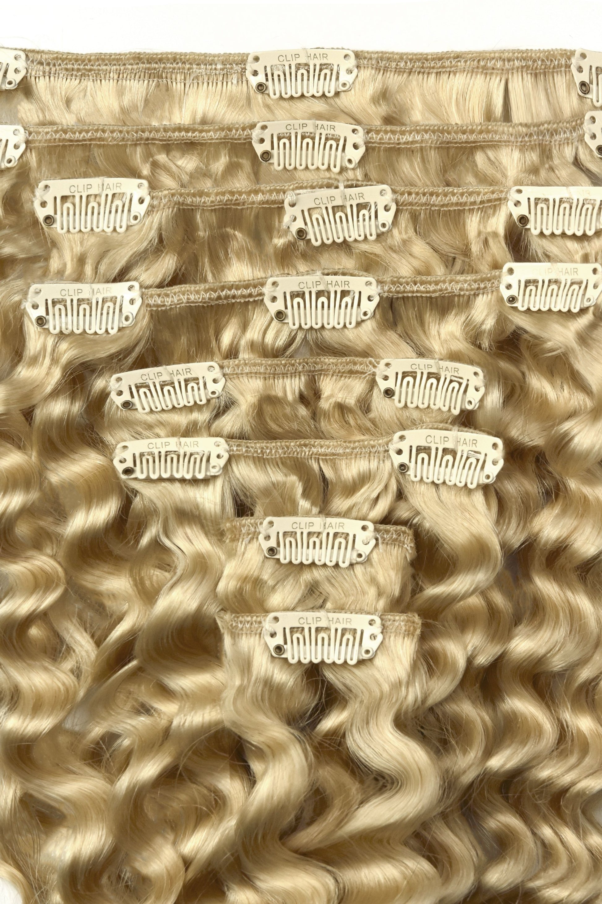 Curly Full Head Remy Clip in Human Hair Extensions - Light Ash Blonde (#22) Curly Clip In Hair Extensions cliphair 