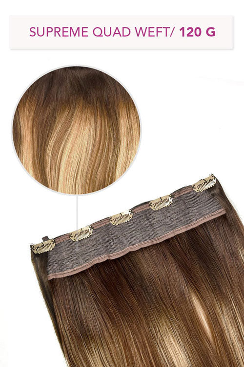 One piece 5 clips quad weft shop clip in remy human hair extensions