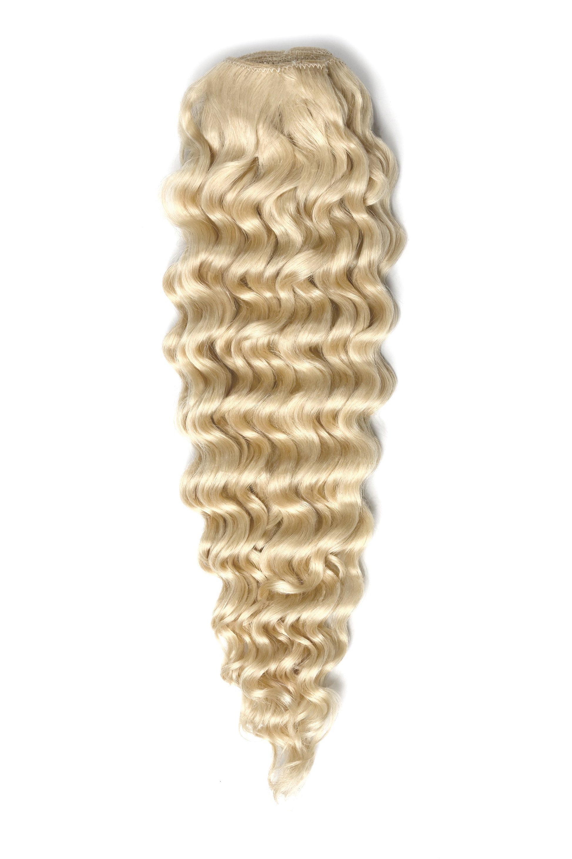 Curly Full Head Remy Clip in Human Hair Extensions - Lightest Blonde (#60) Curly Clip In Hair Extensions cliphair 