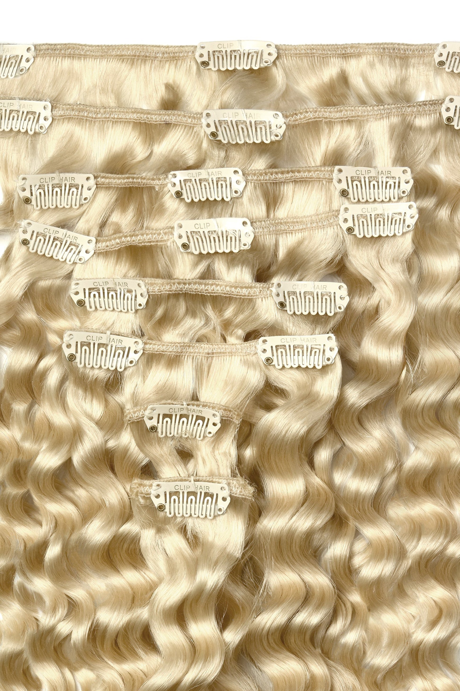 Curly Full Head Remy Clip in Human Hair Extensions - Lightest Blonde (#60) Curly Clip In Hair Extensions cliphair 