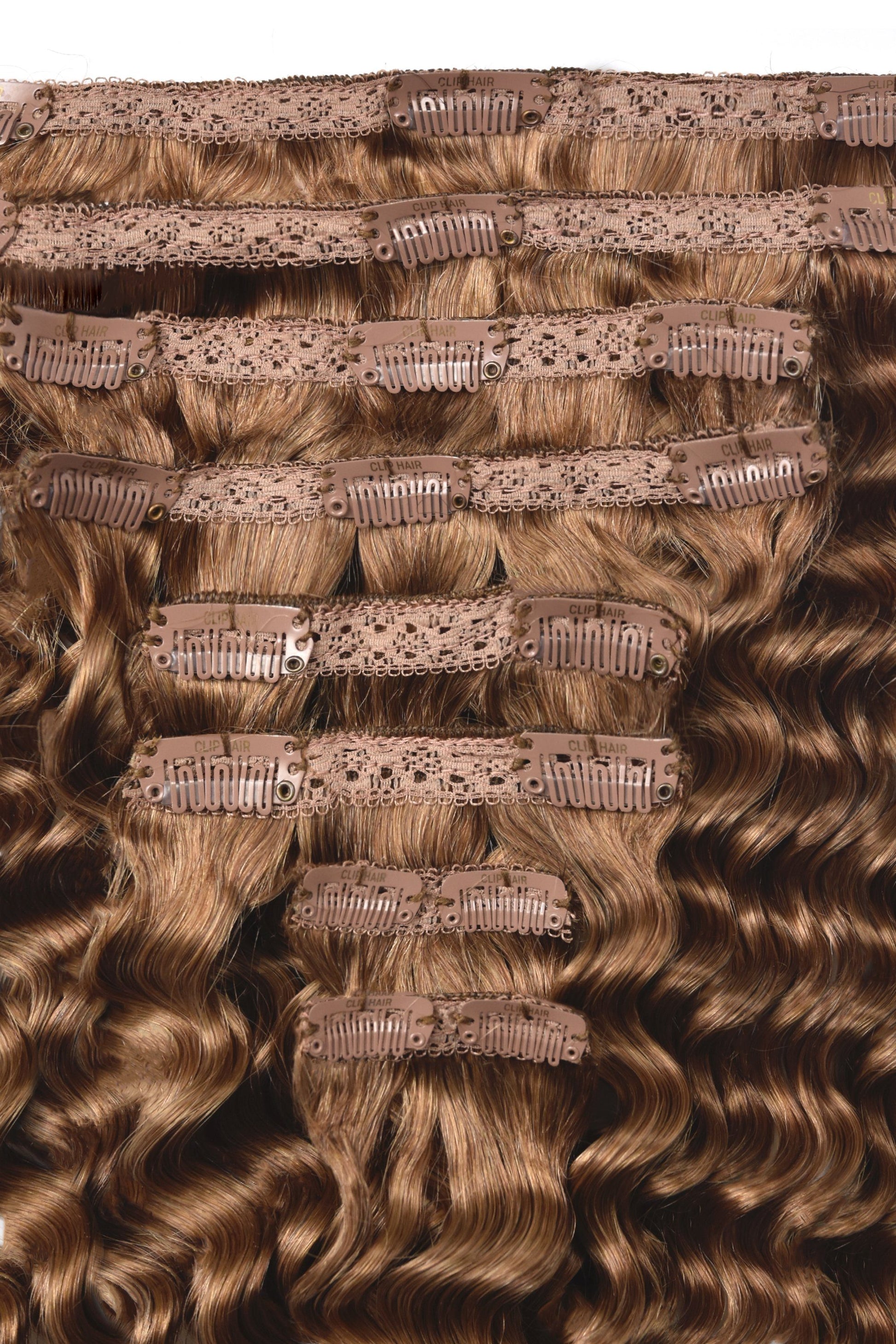 Curly Full Head Remy Clip in Human Hair Extensions - Light Auburn (#30) Curly Clip In Hair Extensions cliphair 