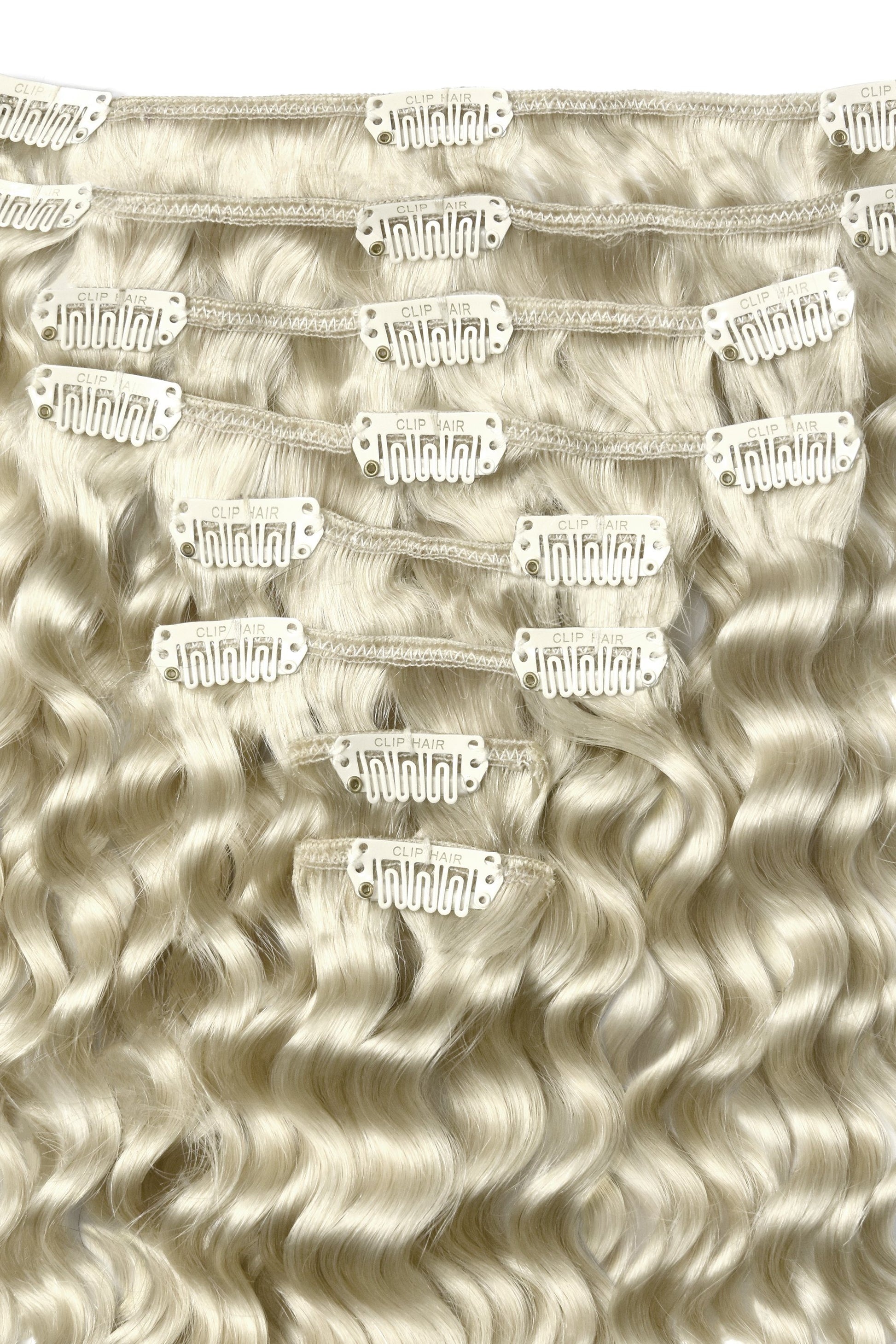 Curly Full Head Remy Clip in Human Hair Extensions - Ice Blonde Curly Clip In Hair Extensions cliphair 