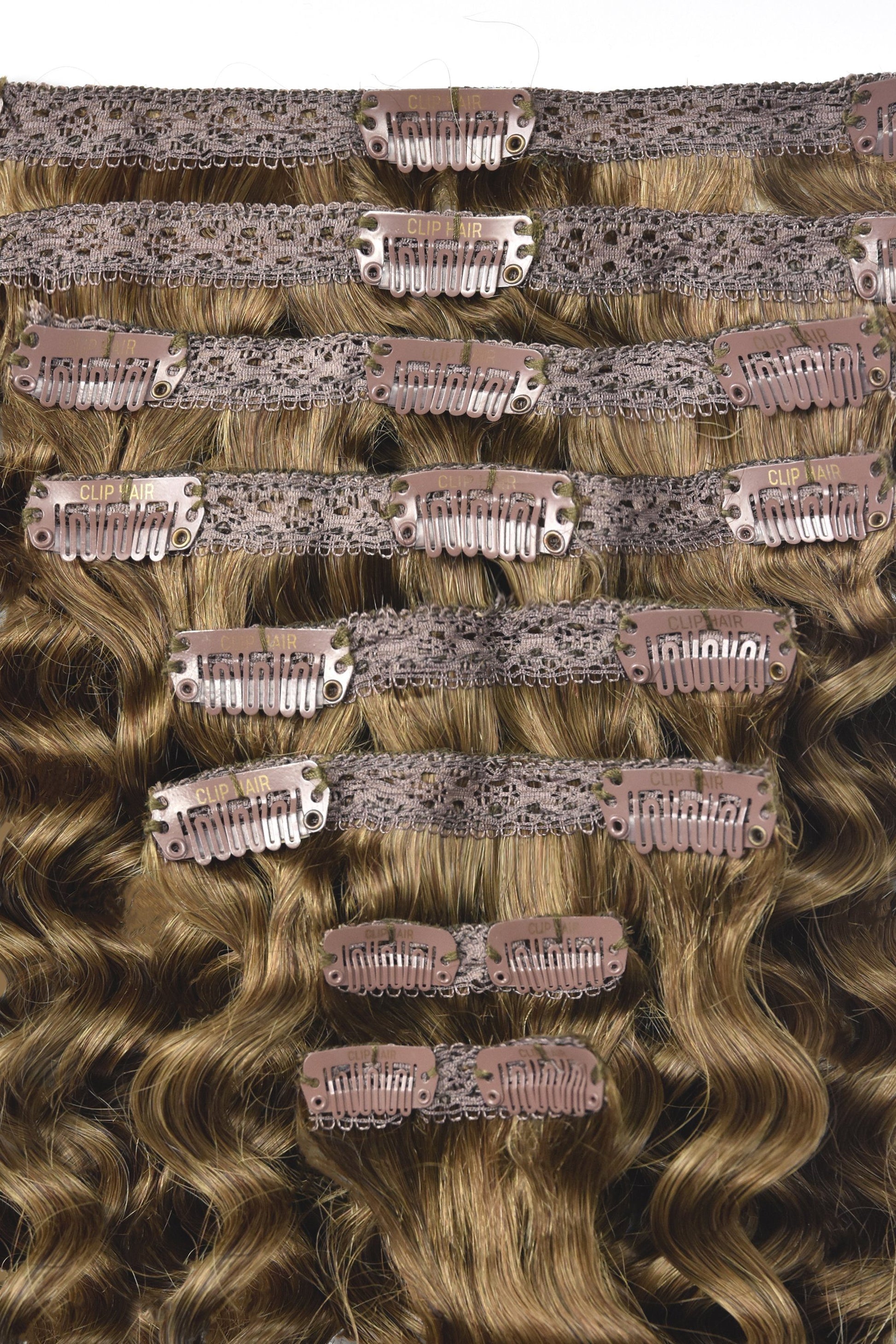 Curly Full Head Remy Clip in Human Hair Extensions - Light/Chestnut Brown (#6) Curly Clip In Hair Extensions cliphair 