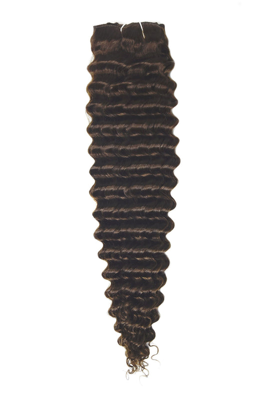 Curly Full Head Remy Clip in Human Hair Extensions - Medium Brown (#4) Curly Clip In Hair Extensions cliphair 