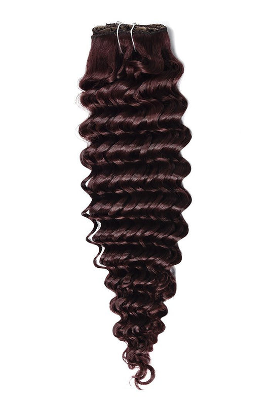 Curly Full Head Remy Clip in Human Hair Extensions -Mahogany Red (#99J) Curly Clip In Hair Extensions cliphair 