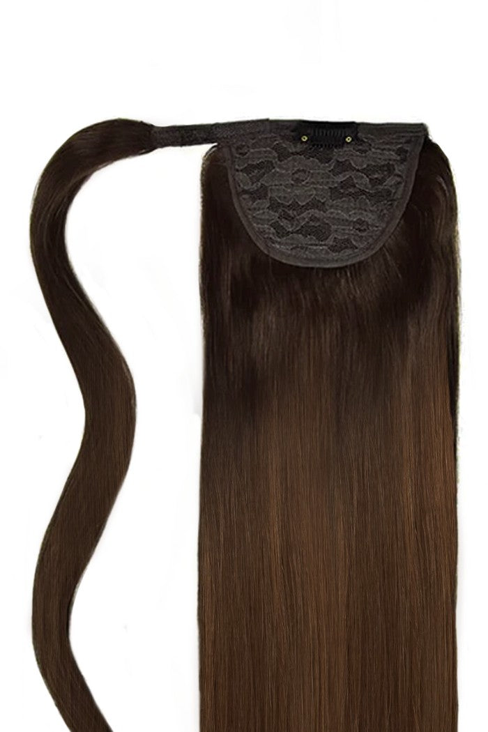 espresso melt balayage straight up ponytail attachment