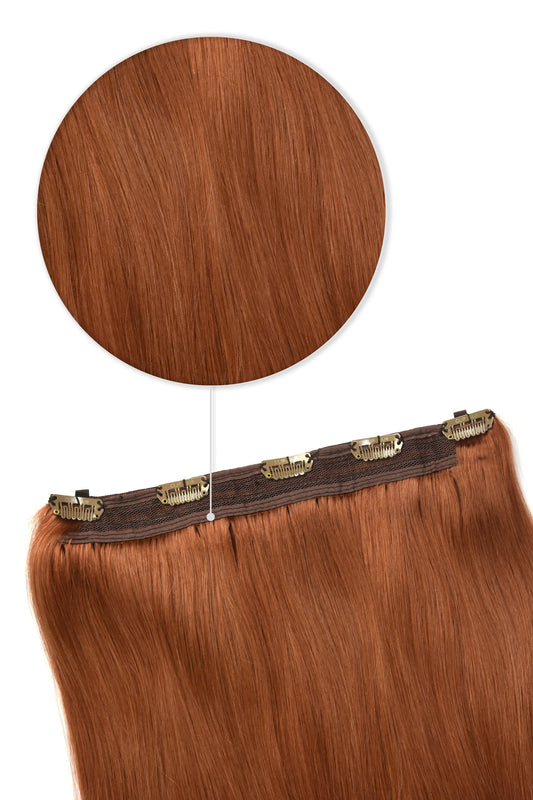 Quad Wefted Remy Clip in Human Hair Extensions - Ginger / Natural Red #350 Quad Weft Pieces cliphair 