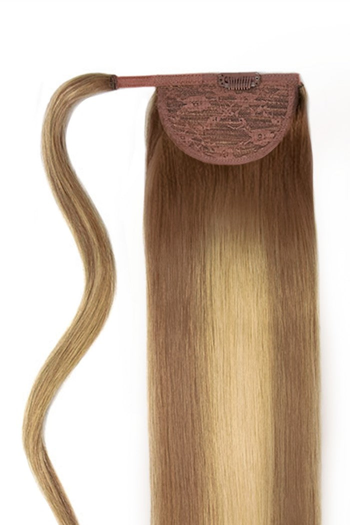 soft bronze balayage wrap ponytail attachment