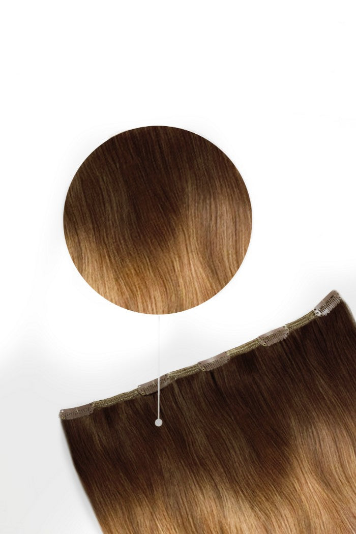 Espresso Honey Ombre T2 27 One Piece Clip In Hair Extensions